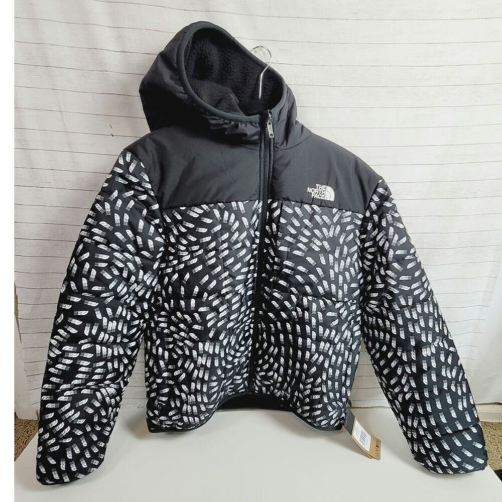 The North Face Reverse Shasta Full Zip Hooded Jacket in Black Vector Field sz XL